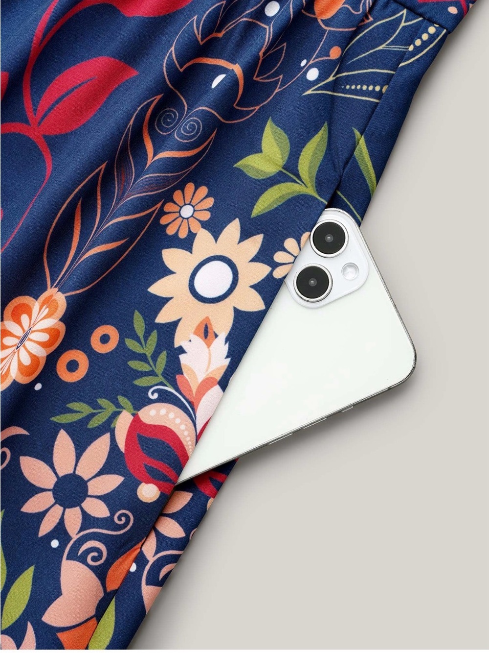 BloomChic Navy Floral & Paisley V-Neck Midi Dress - Picture 3 of 5